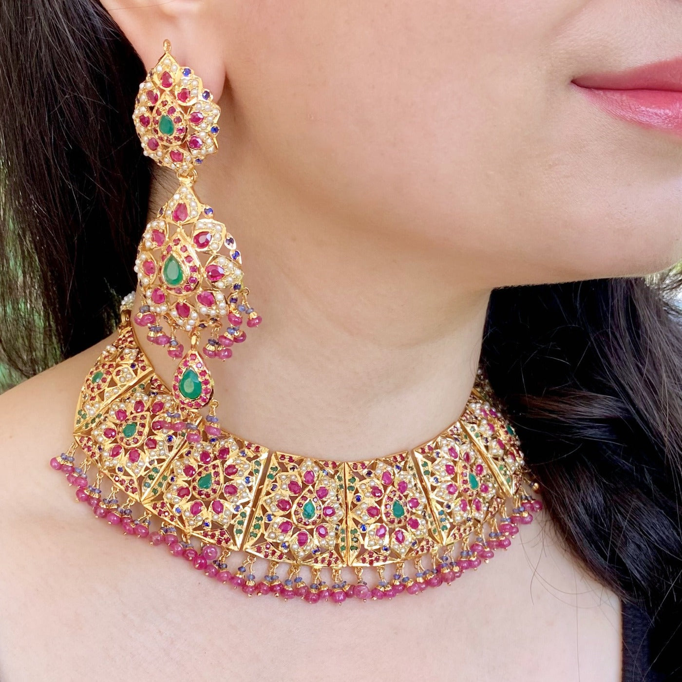 broad indian jadau guluband set for bride