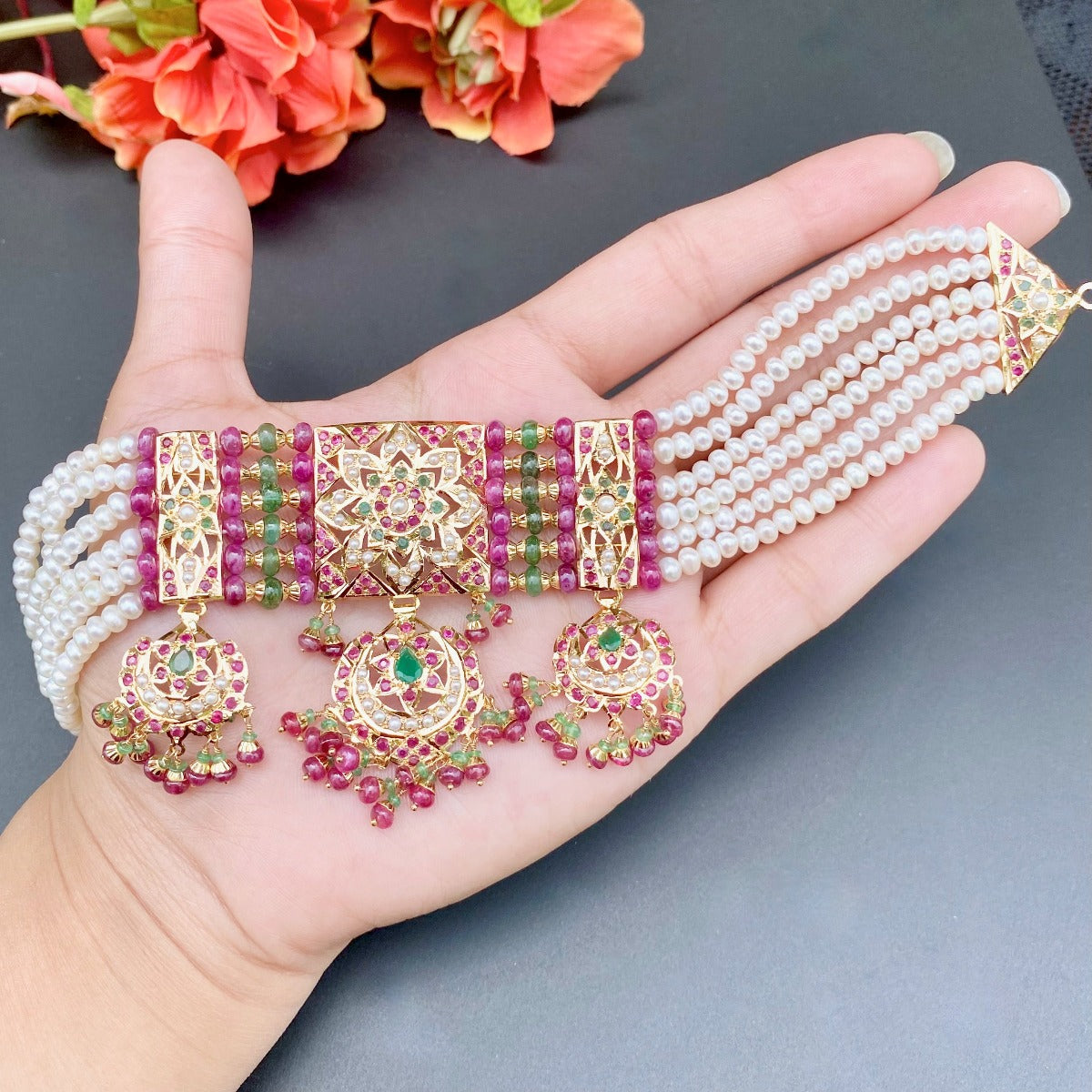 punjabi choker set gold