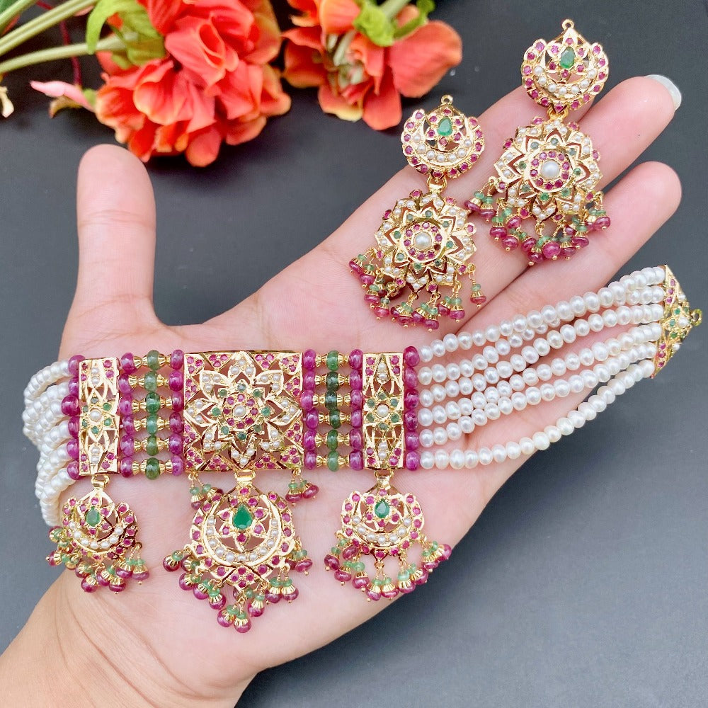 punjabi choker set gold