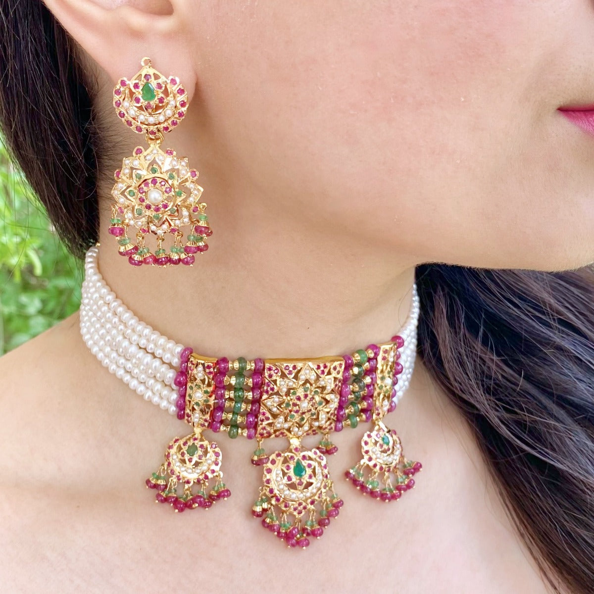 punjabi choker set gold