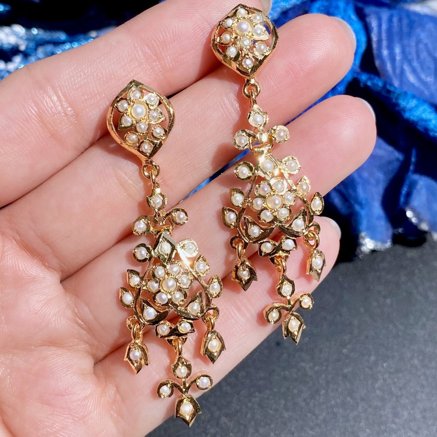 dainty real pearl earrings from india