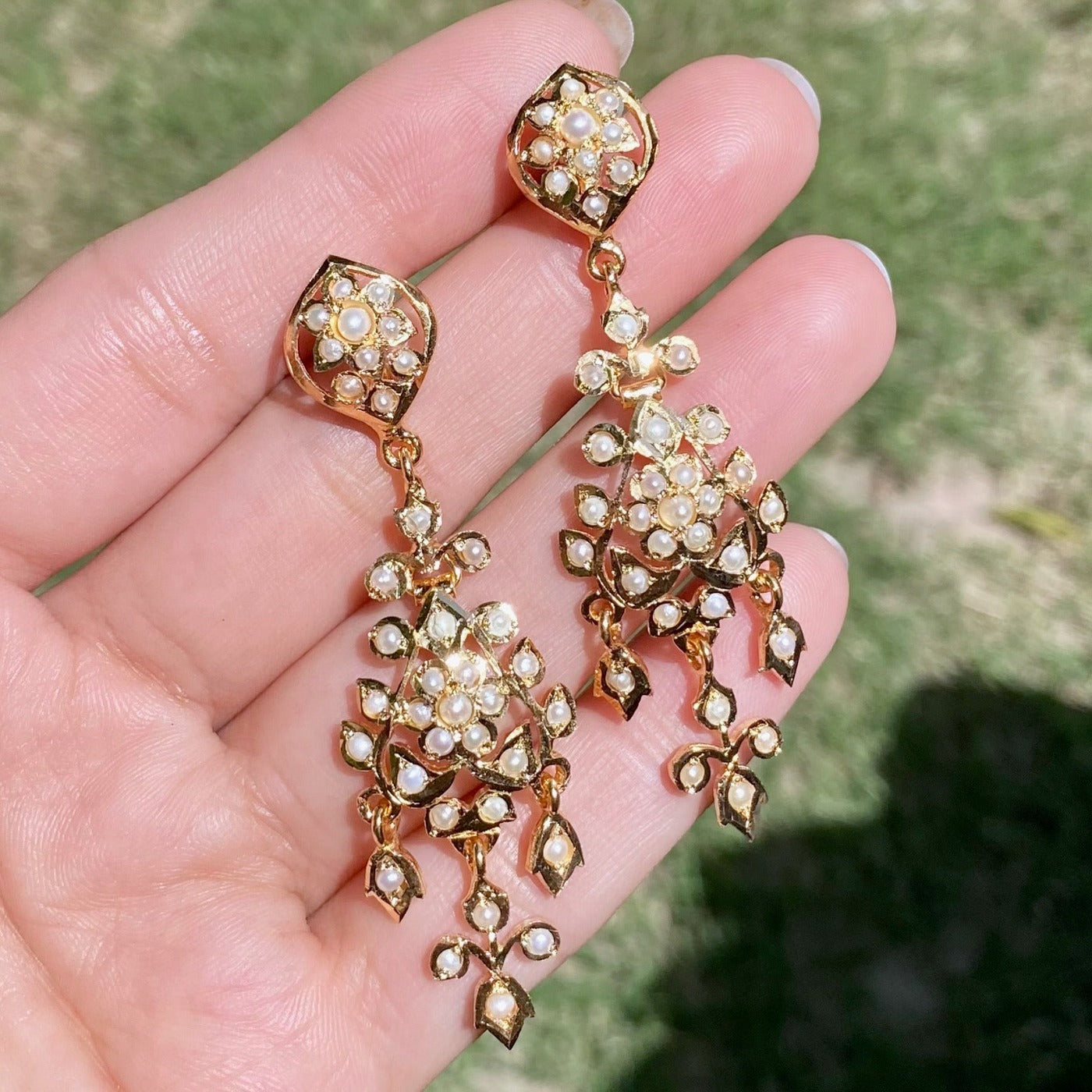 dainty real pearl earrings from india