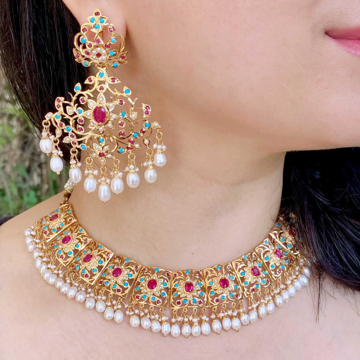 Bridal Hyderabadi jadau set gold plated