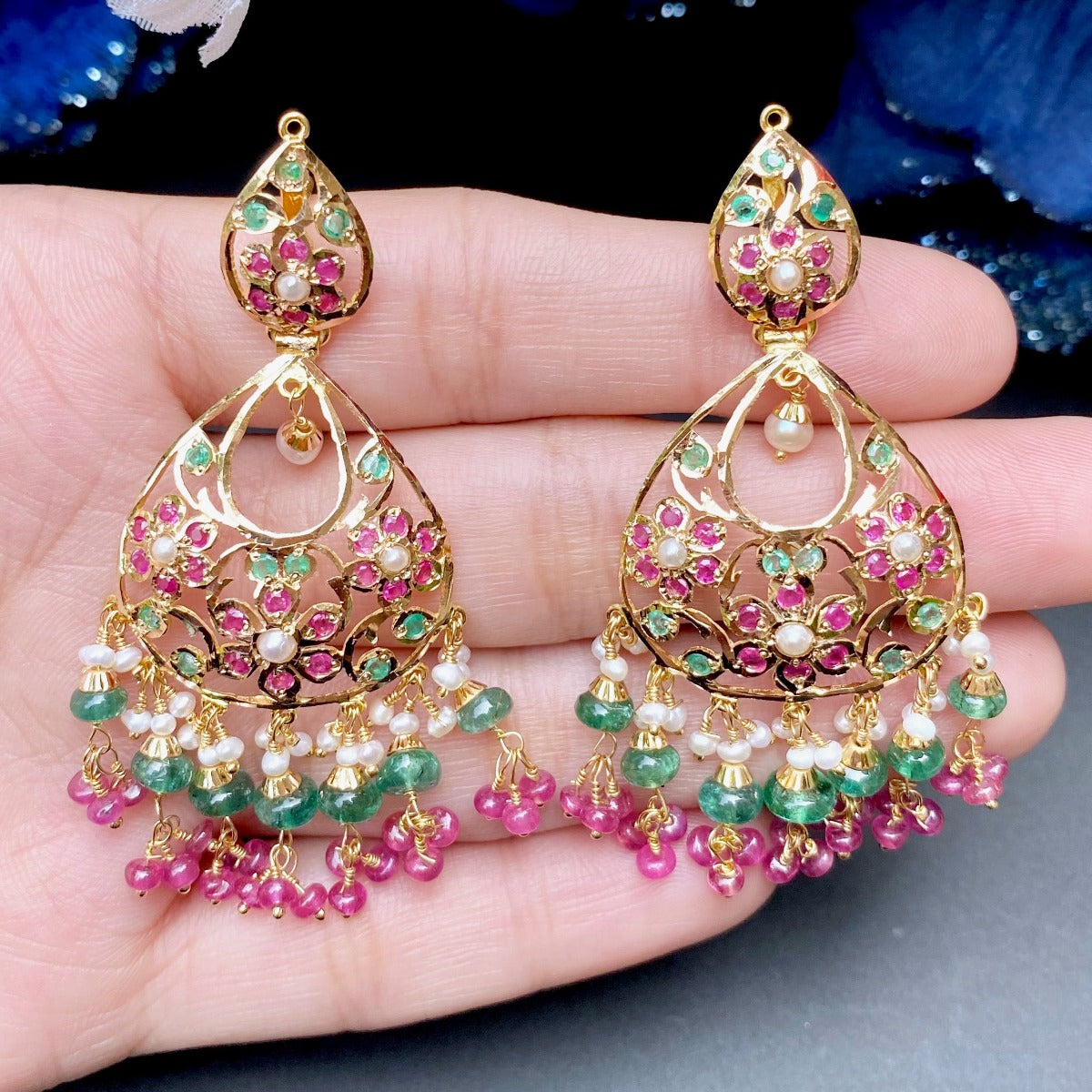 light weight chandbali earrings in gold