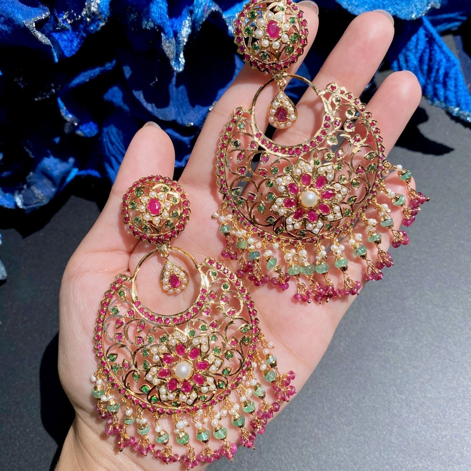 ruby emerald studded bridal necklace