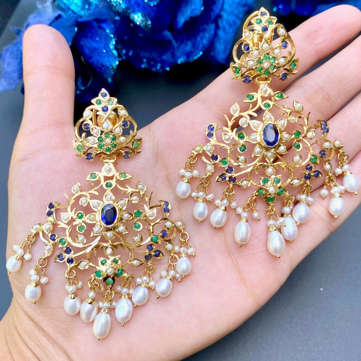 bridal pakistani blue sapphire necklace