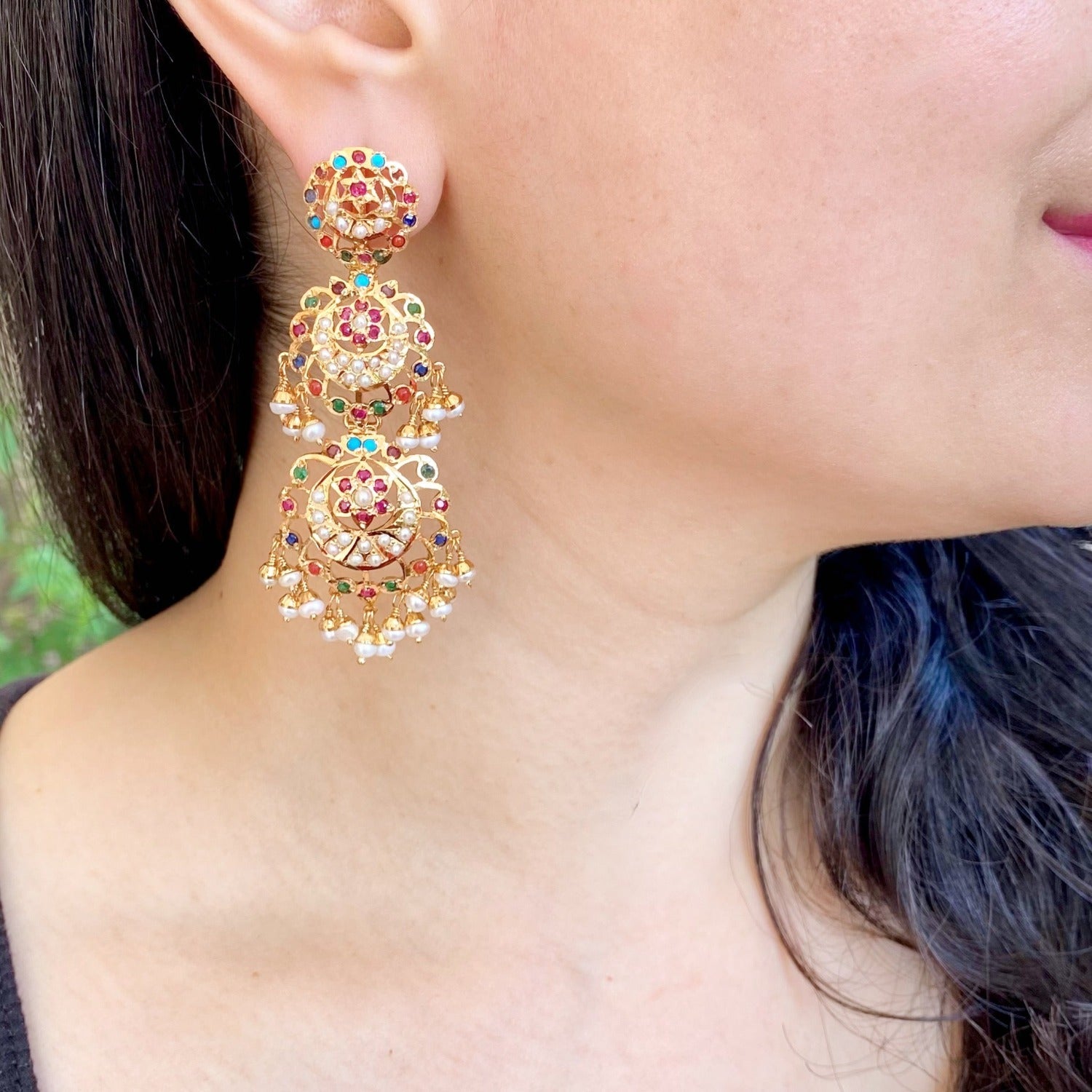 navaratna dangler earrings from india