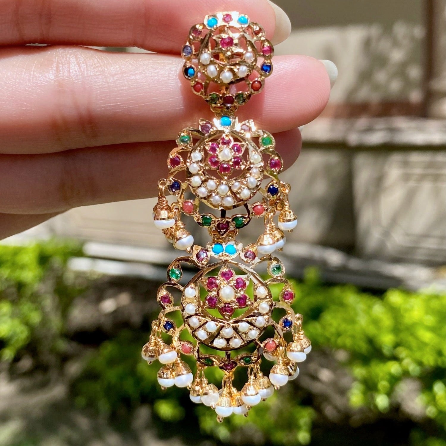 navaratna dangler earrings from india