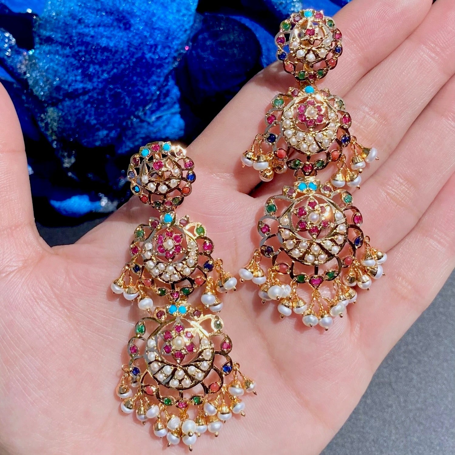 navaratna dangler earrings from india
