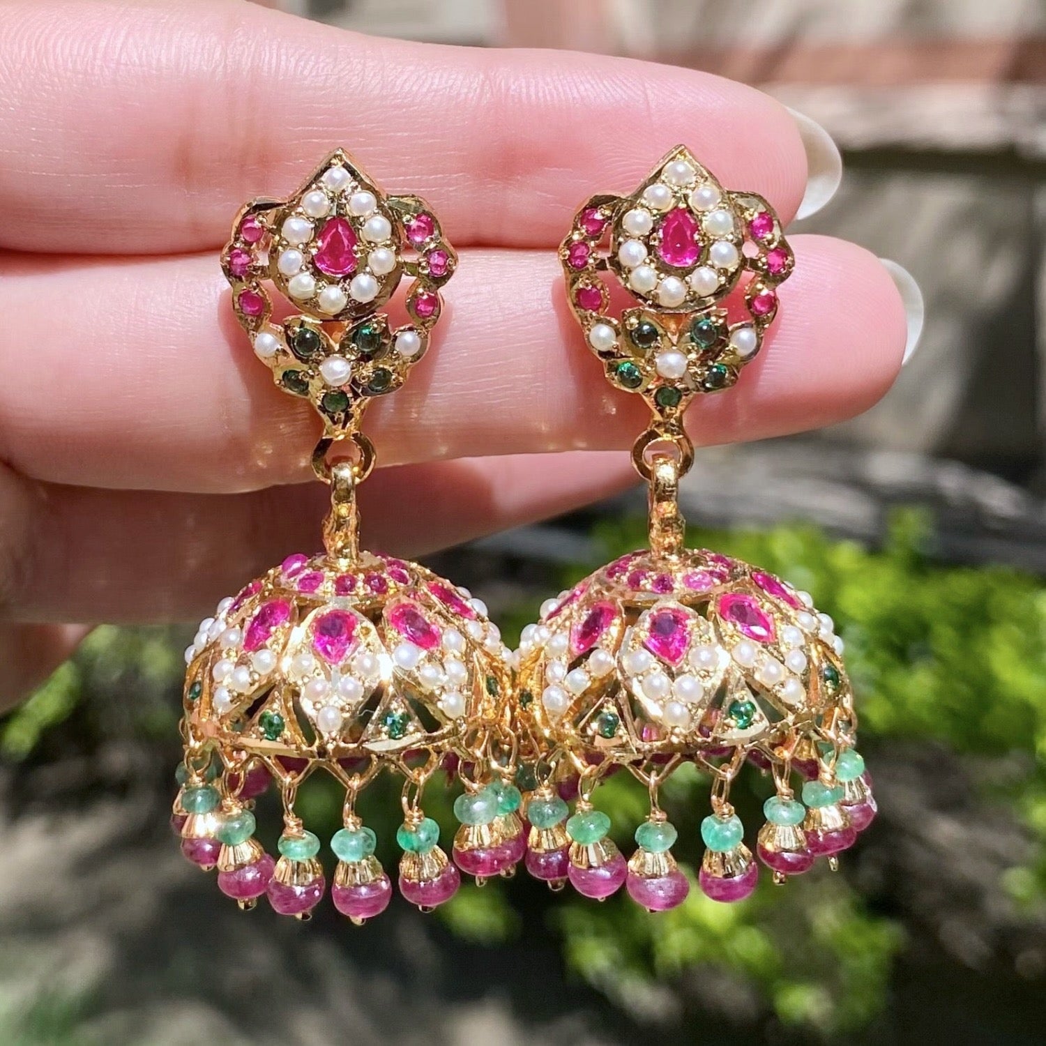 multicoloured jadau jhumki