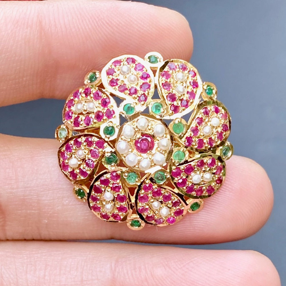punjabi jadau ring in 22ct gold