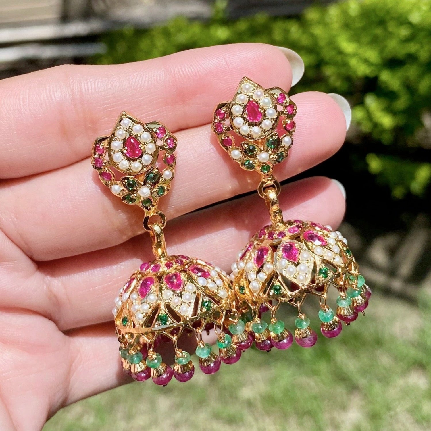 multicoloured jadau jhumki