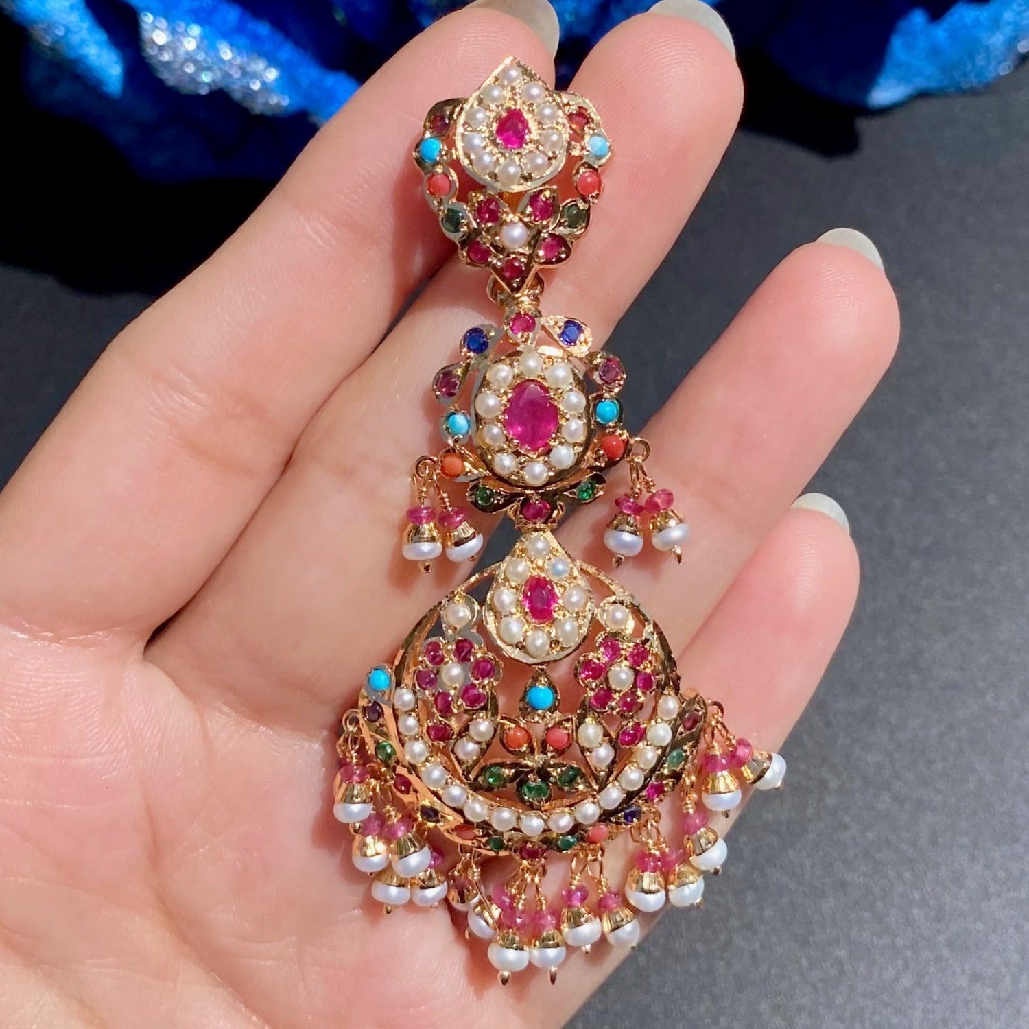 navratna earrings from india