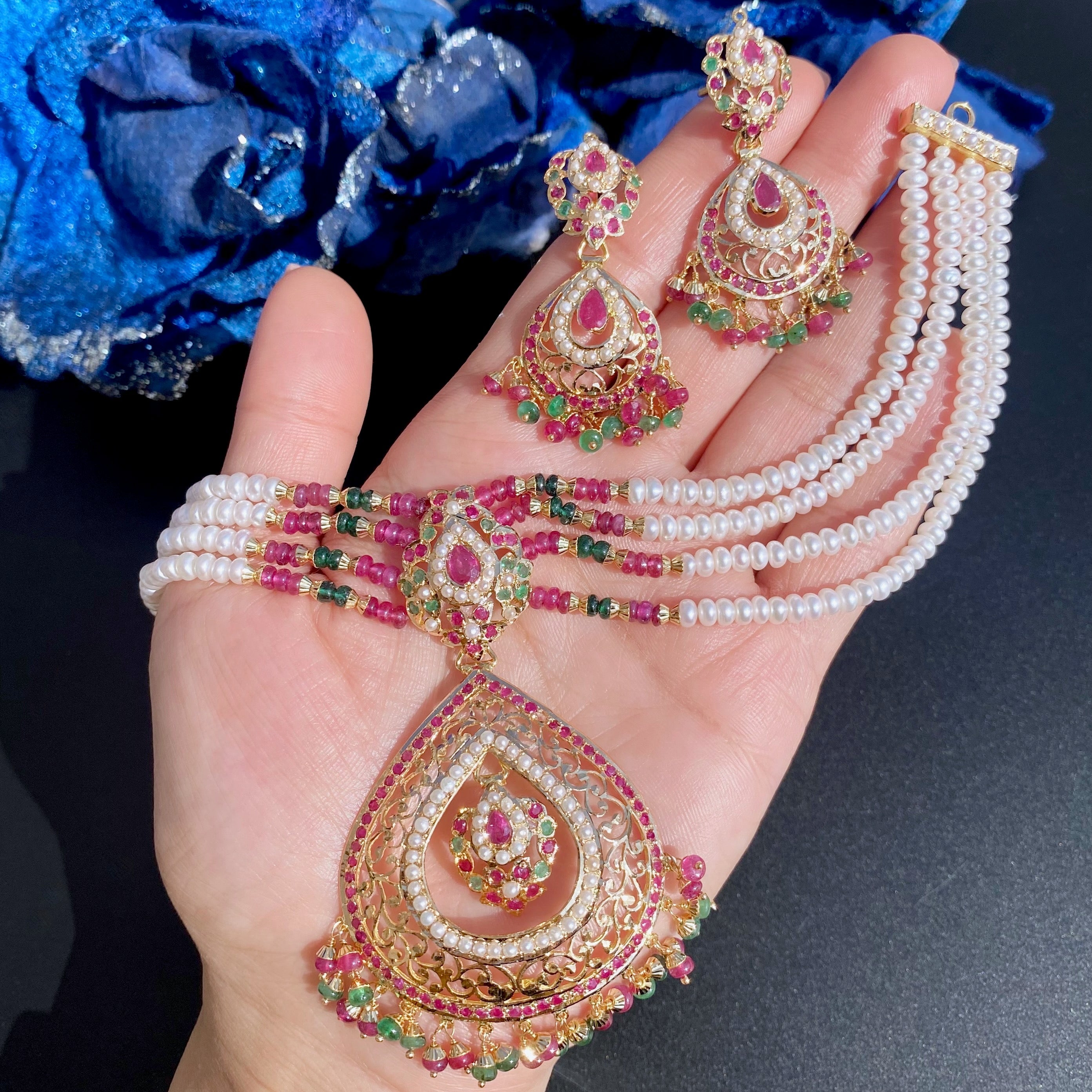 gold choker set jadau