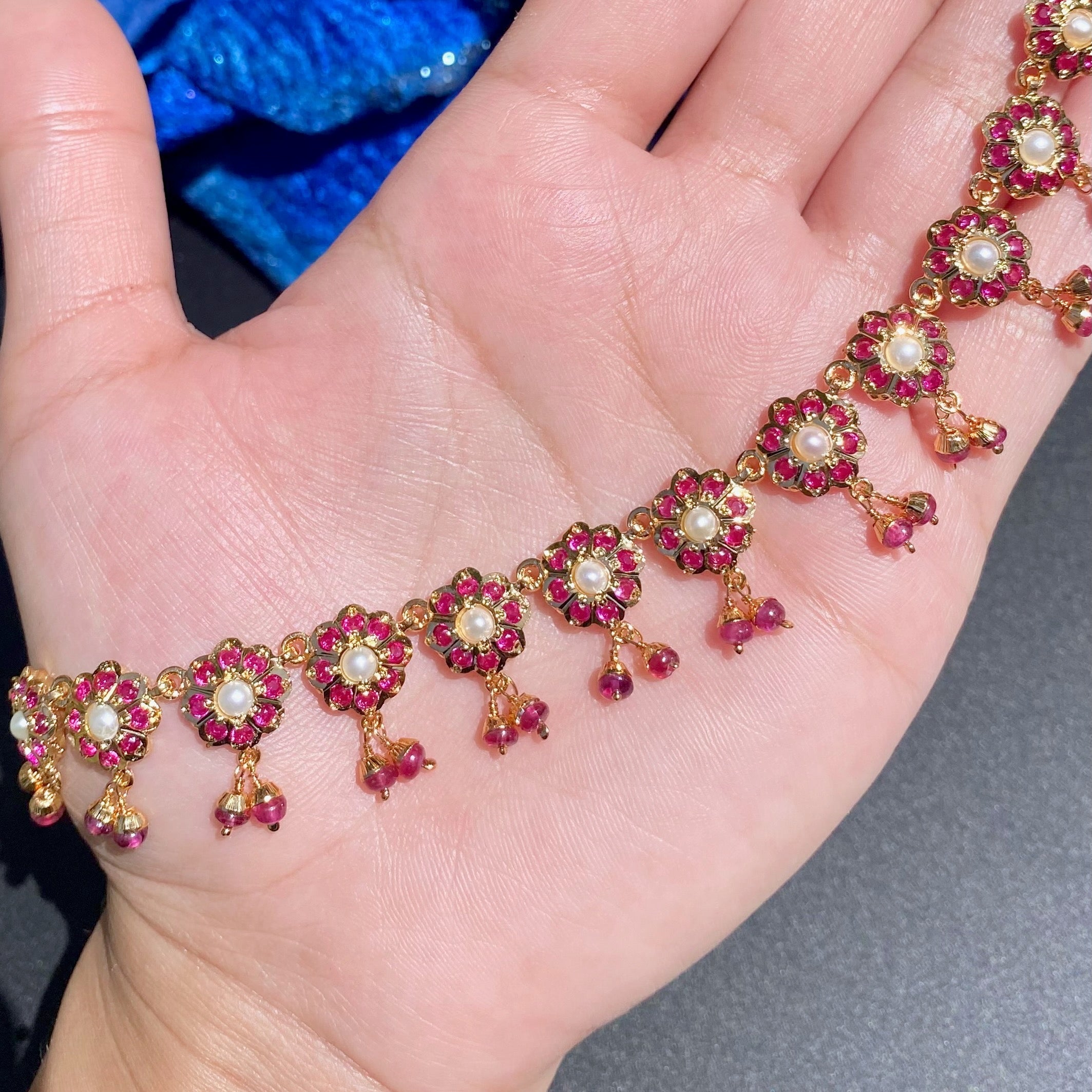 floral indian ruby necklace