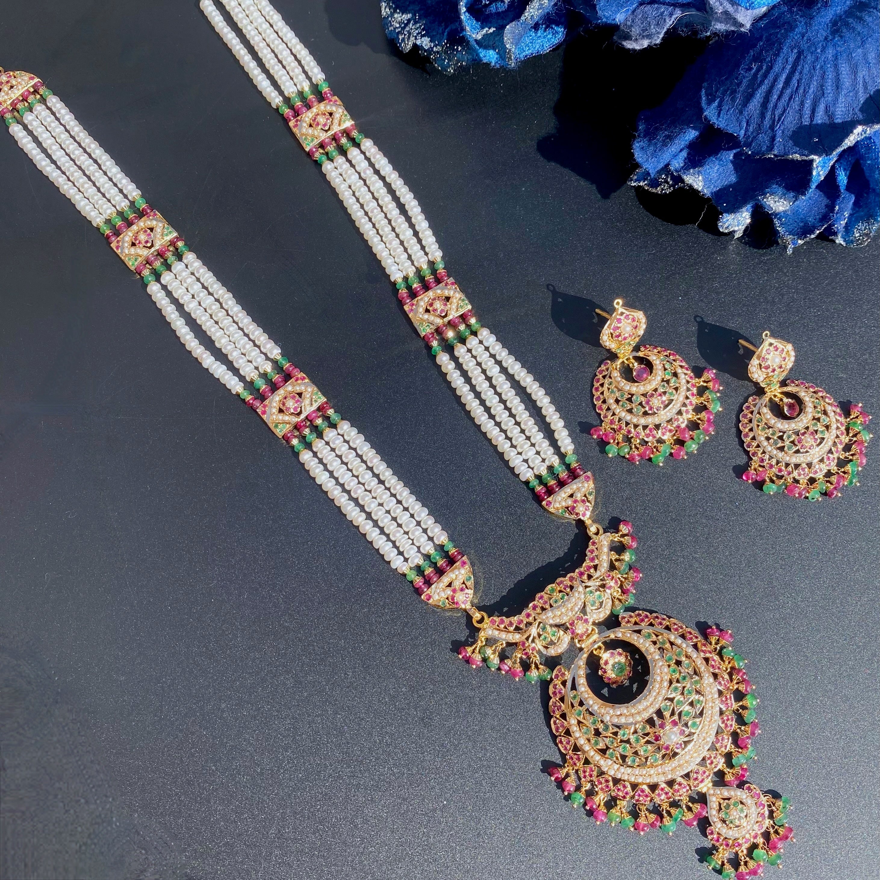 long necklace set gold