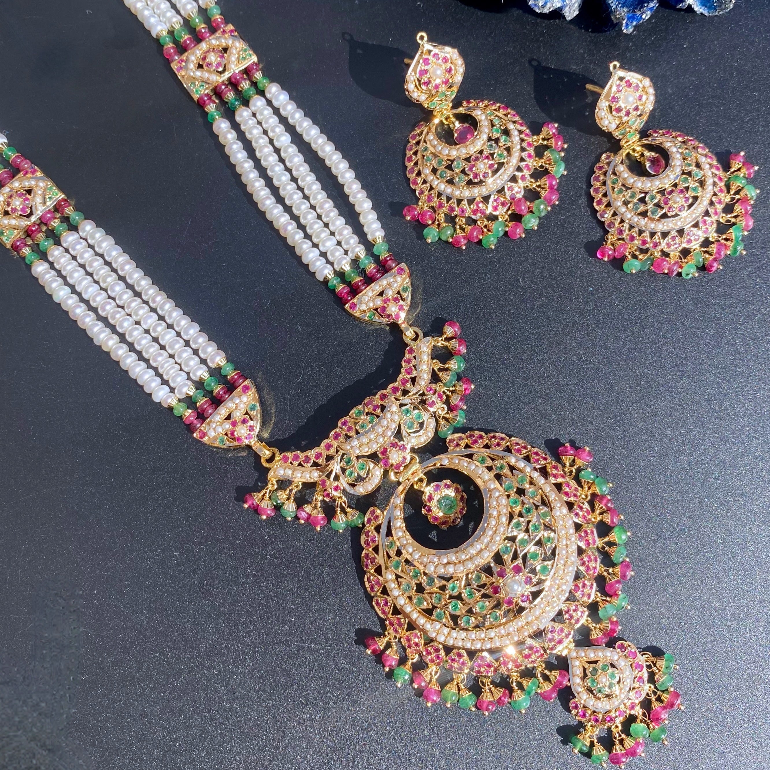 long necklace set gold