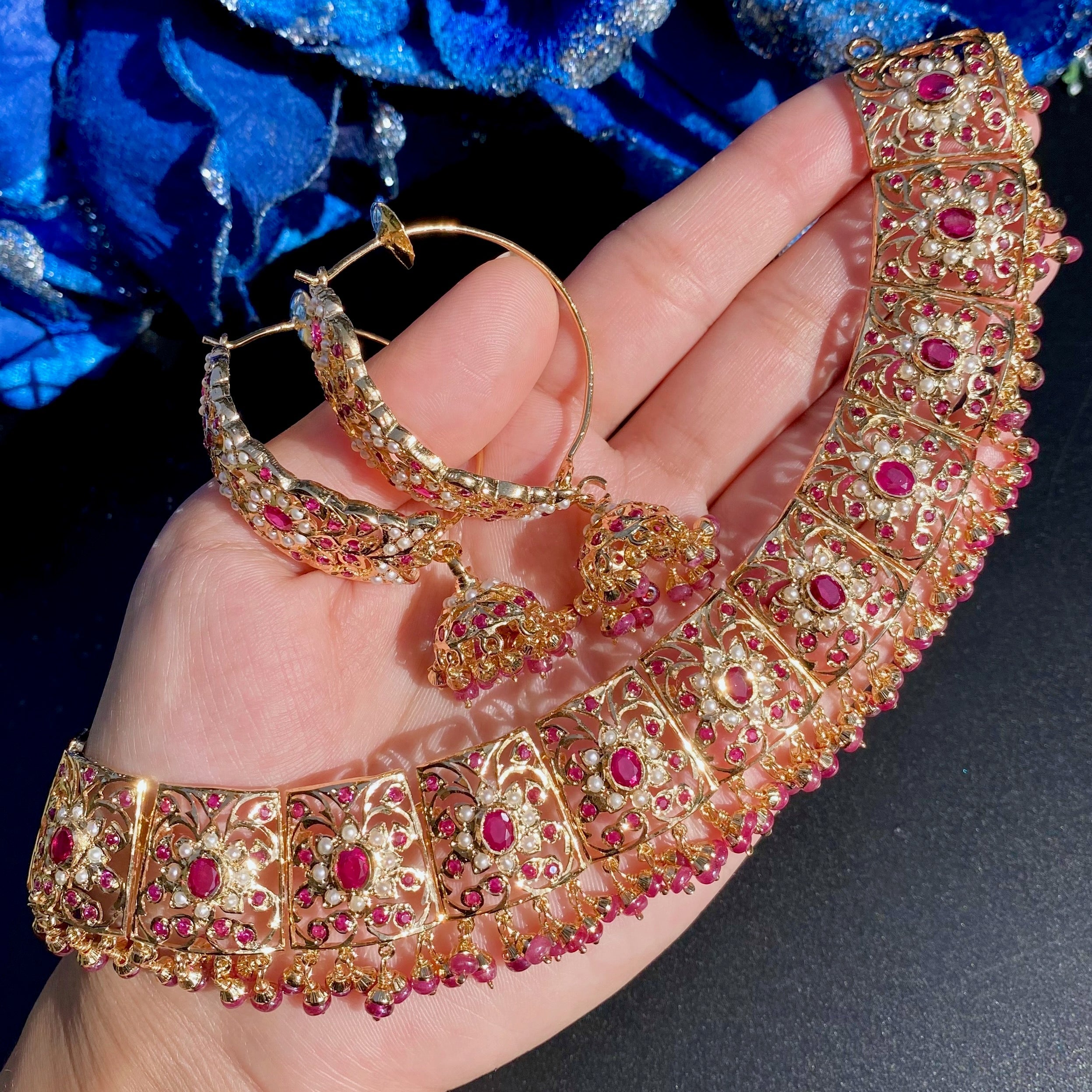 jadau necklace with jhumkas