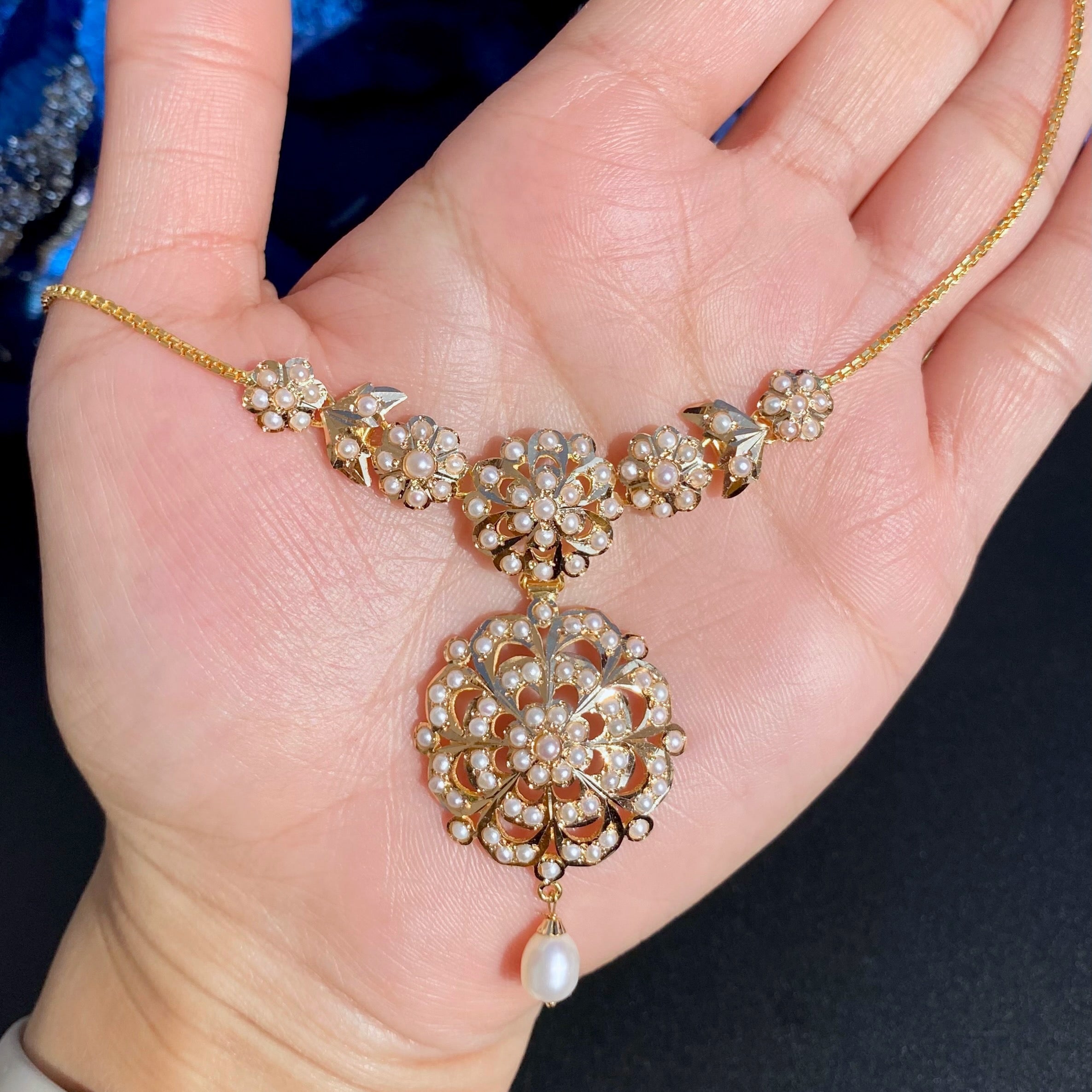 pearl chain neckalce gold