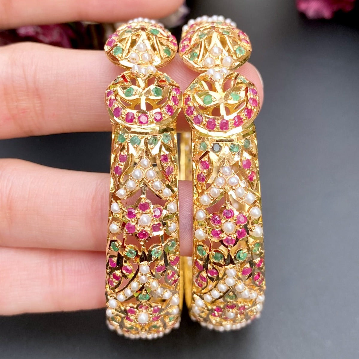 fine indian gold bangles stone studded
