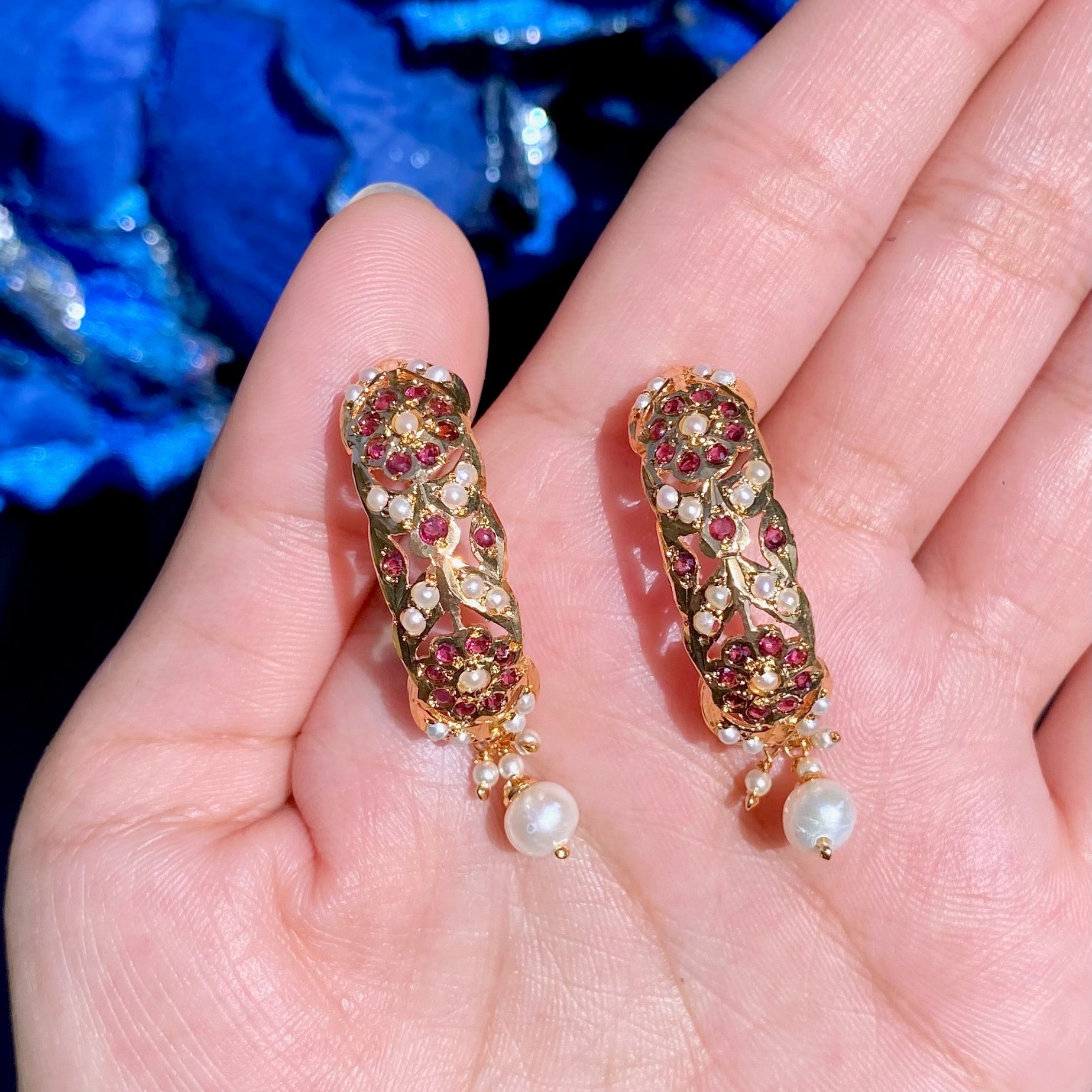 garnet and pearl necklace set
