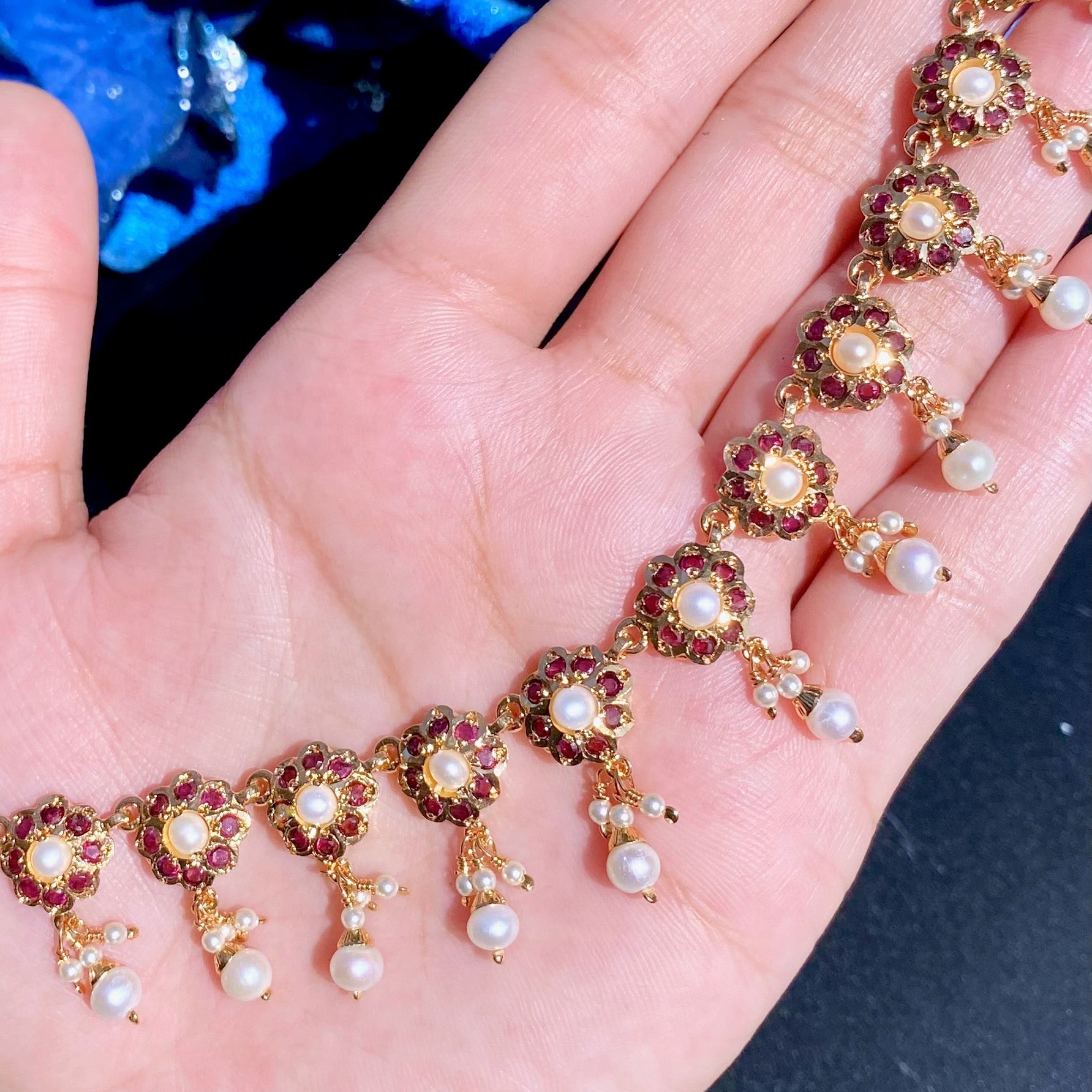 garnet and pearl necklace set