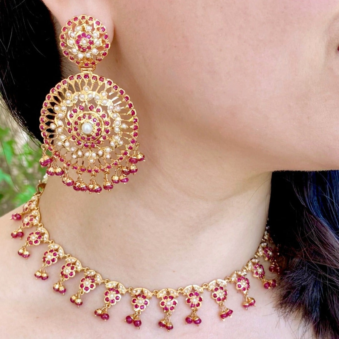 indian jadau set in rubies