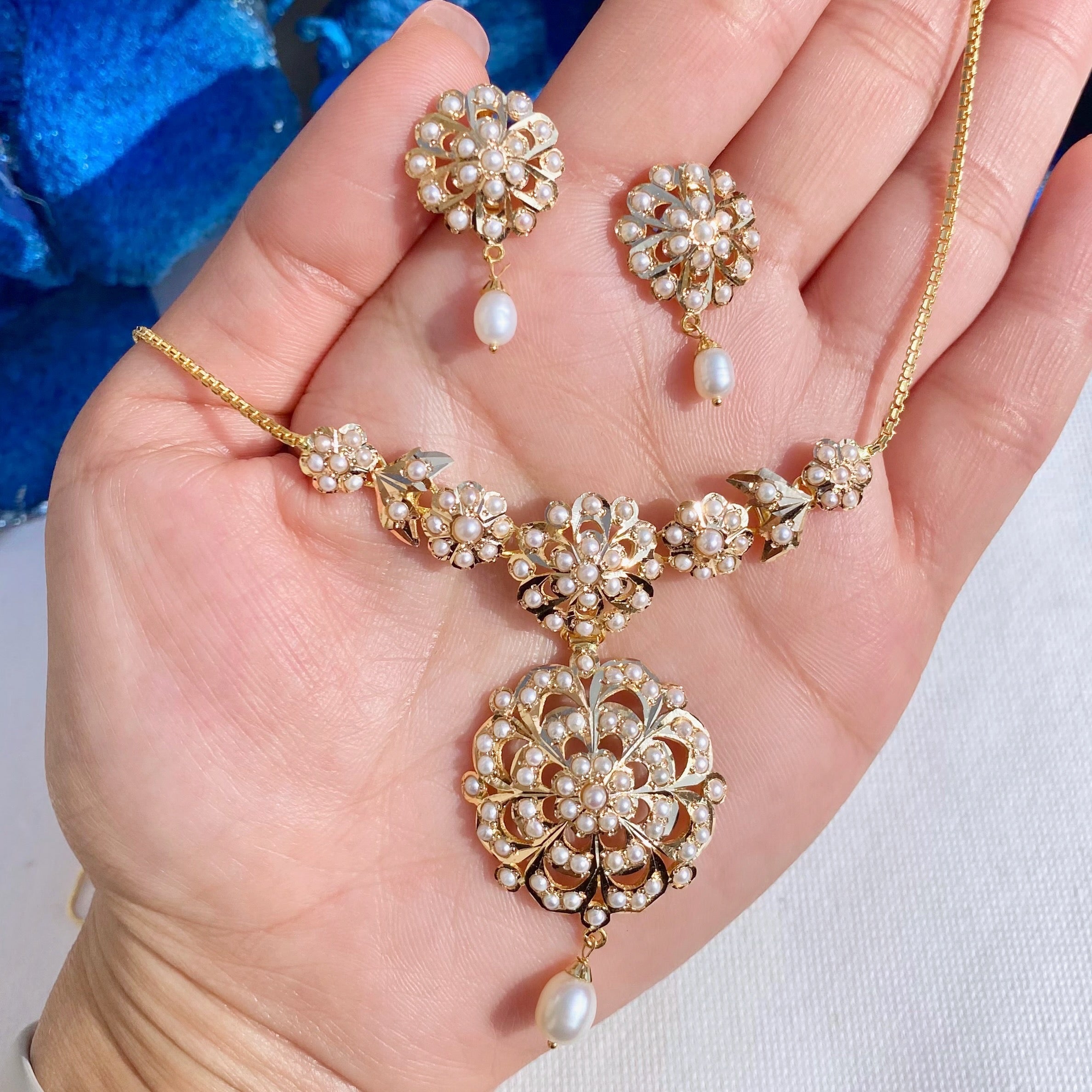 pearl chain neckalce gold
