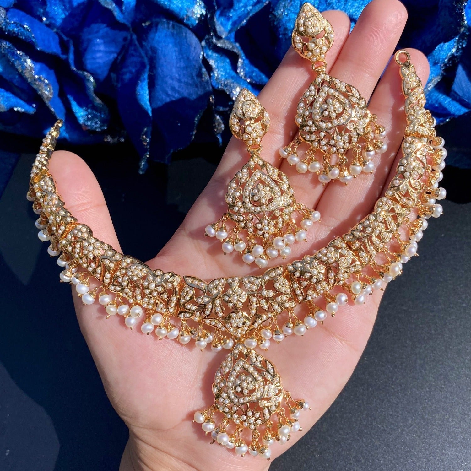 indian pearl jewellery on silver