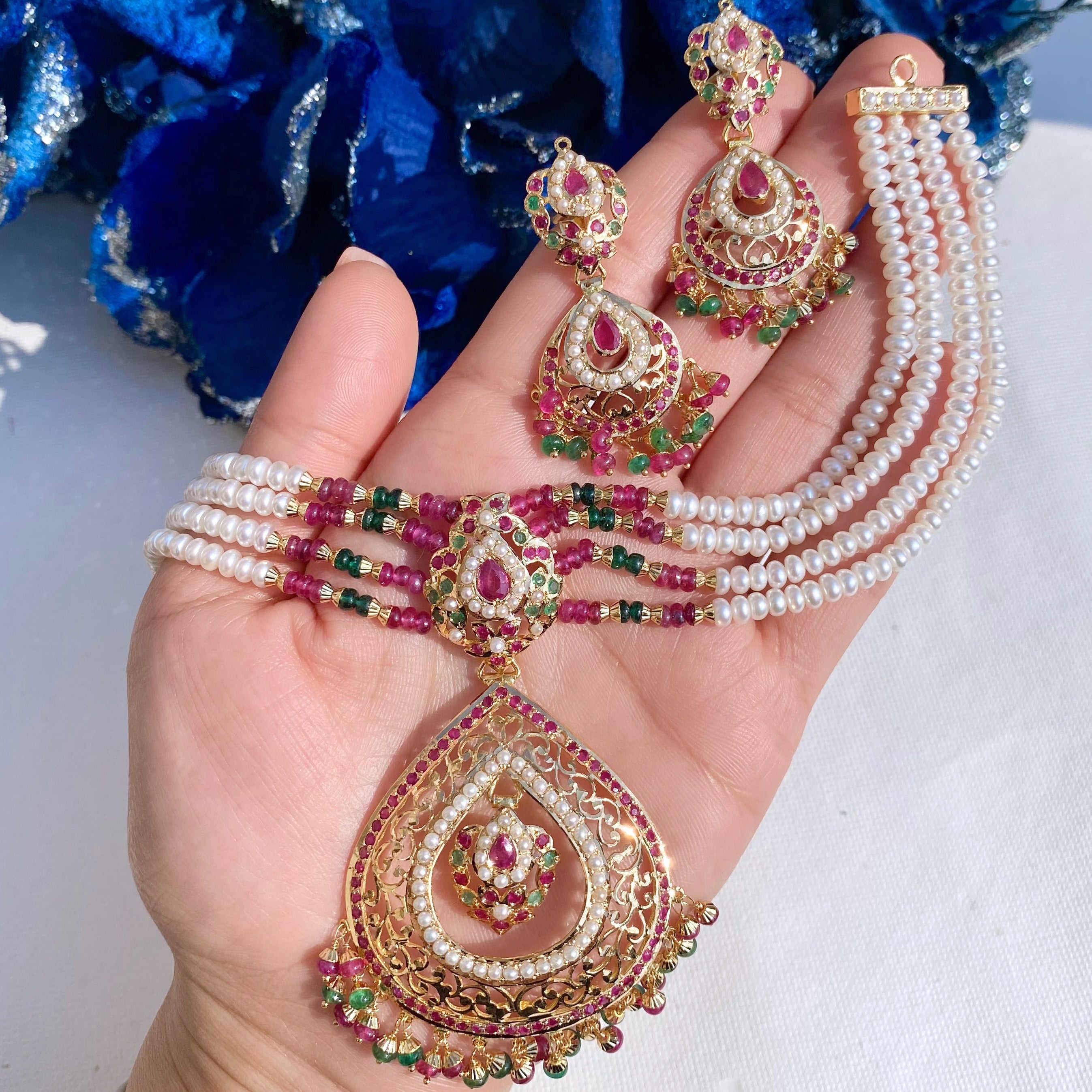 gold choker set jadau