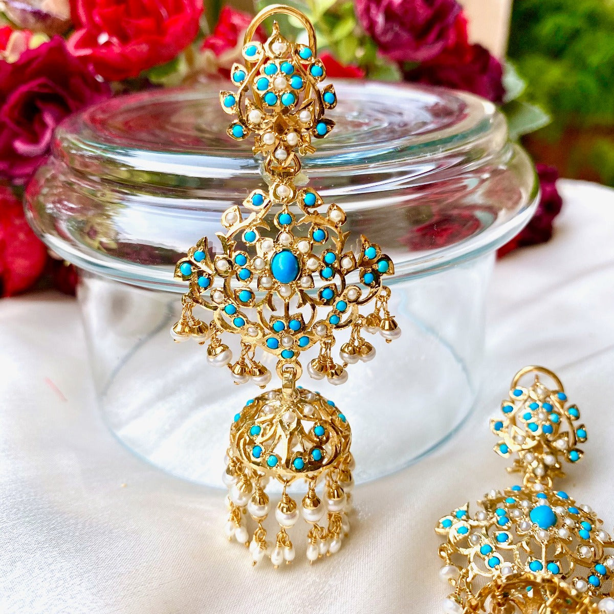 antique style long indian jhumka earrings