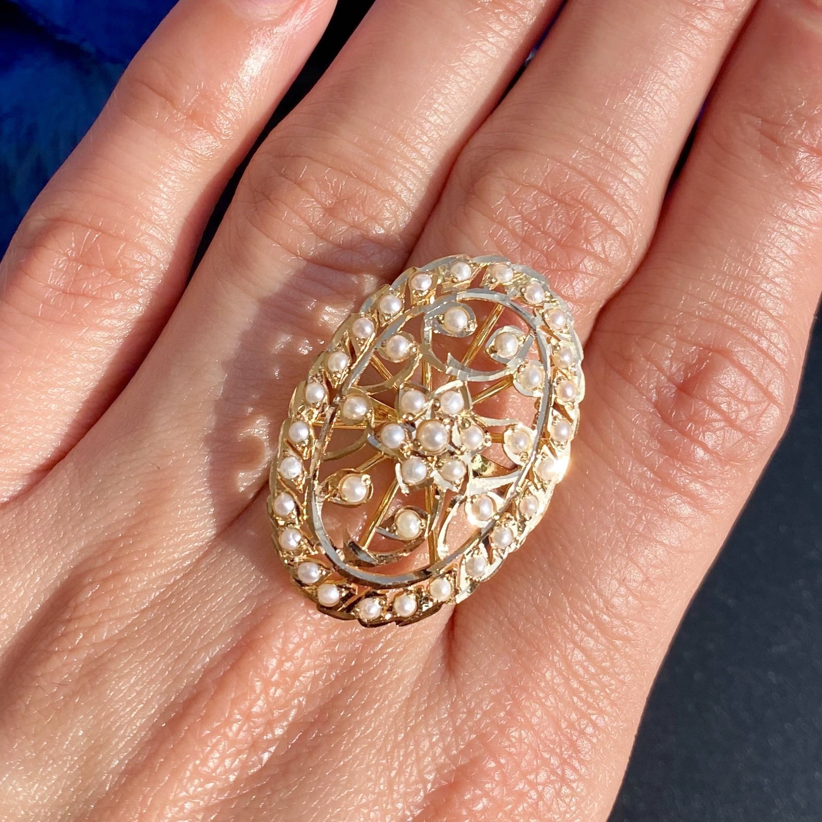 edwardian gold ring pearls