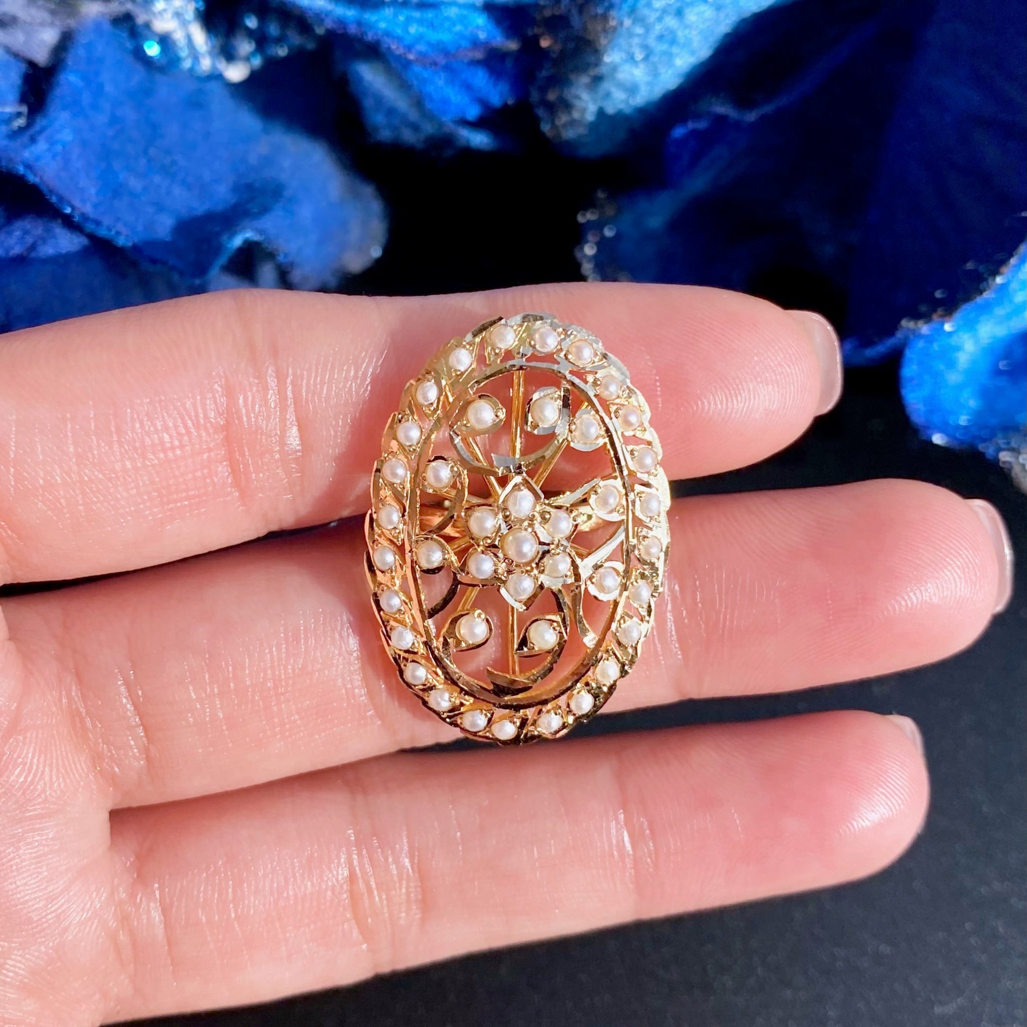 edwardian gold ring pearls