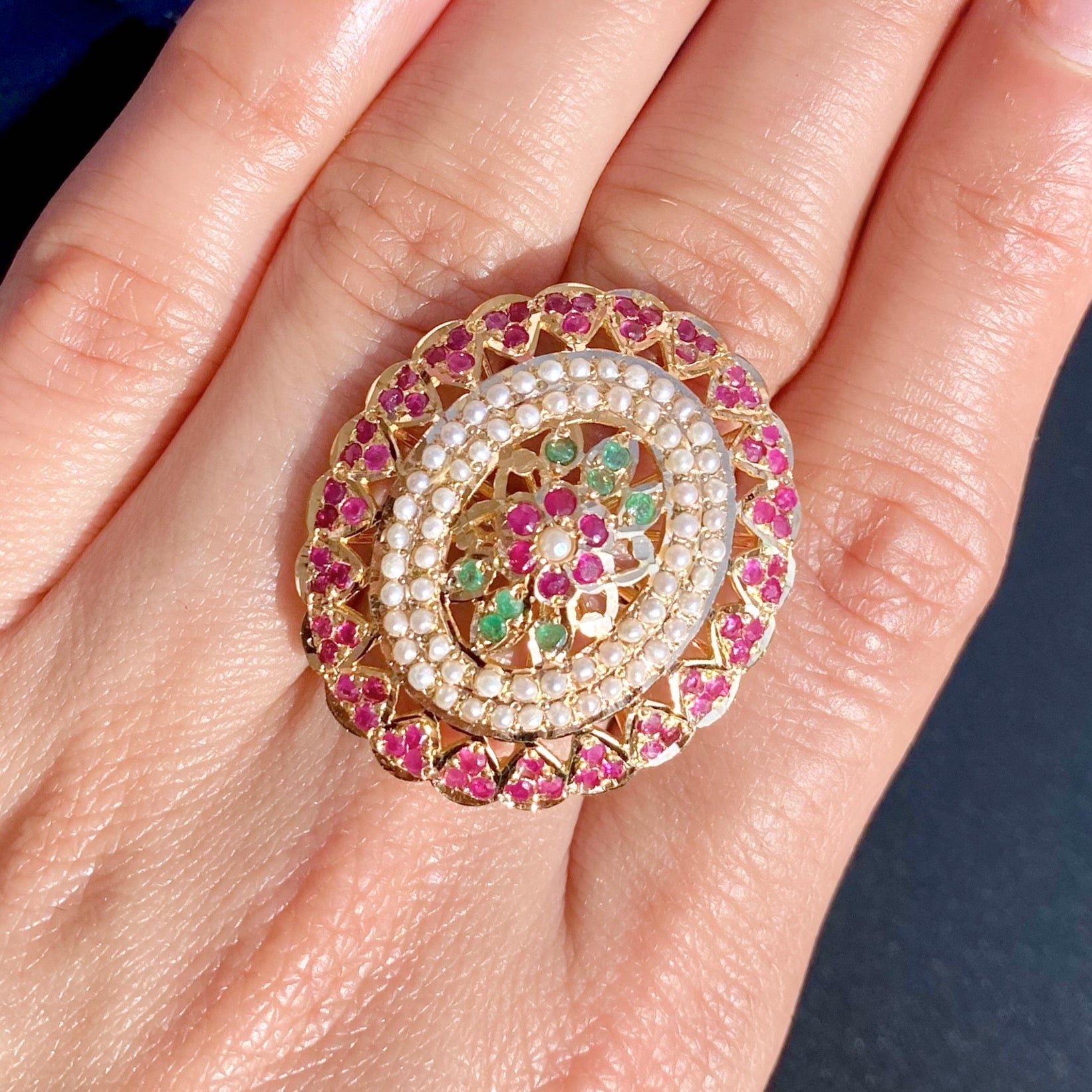 hyderabadi cocktail ring gold