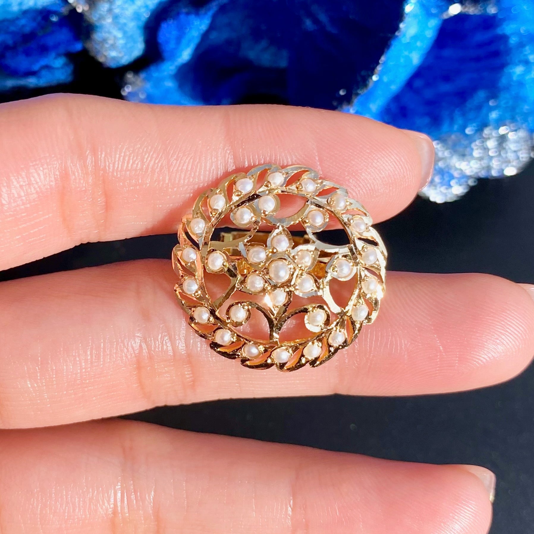 light weight womens pearl ring gold