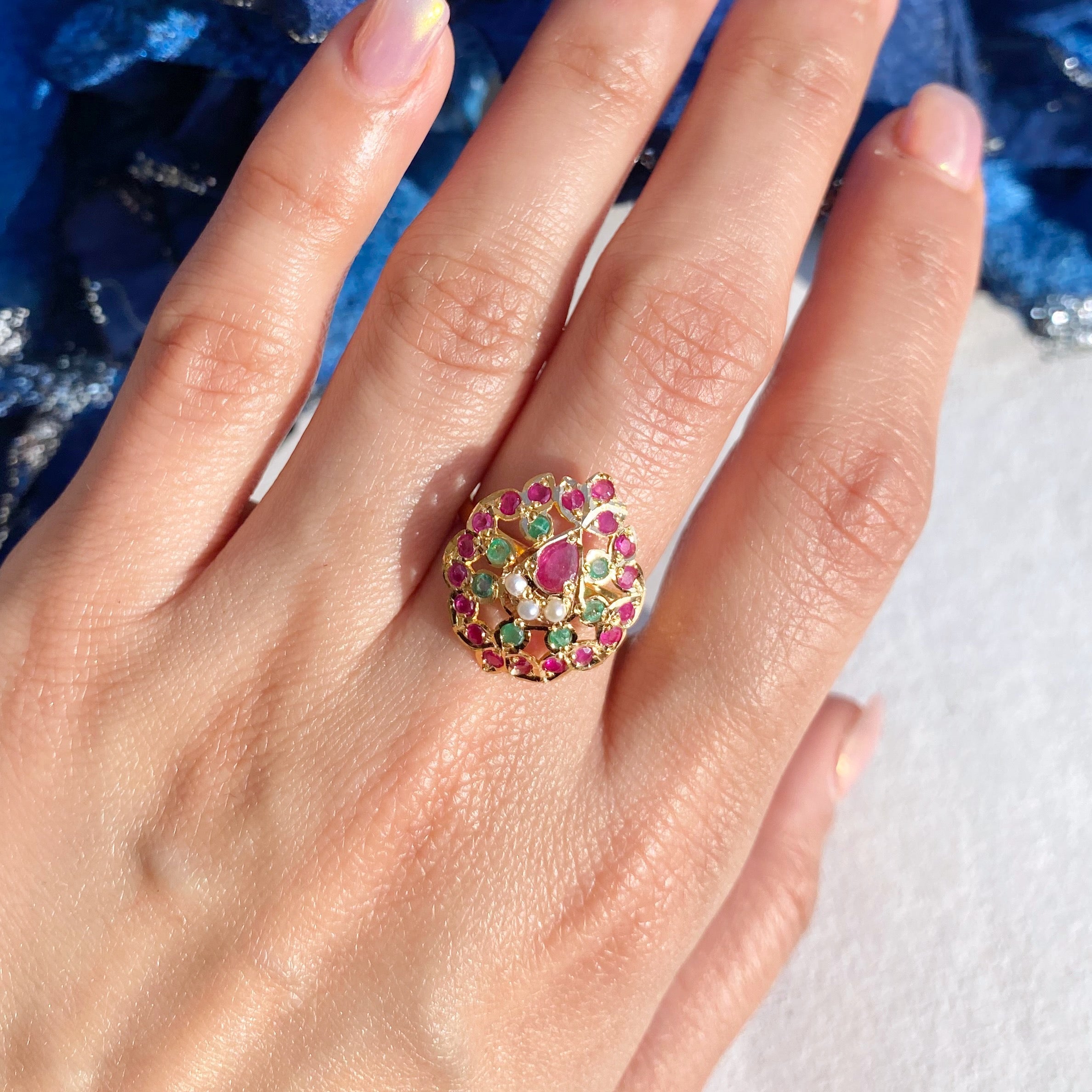 dainty jadau ring gold