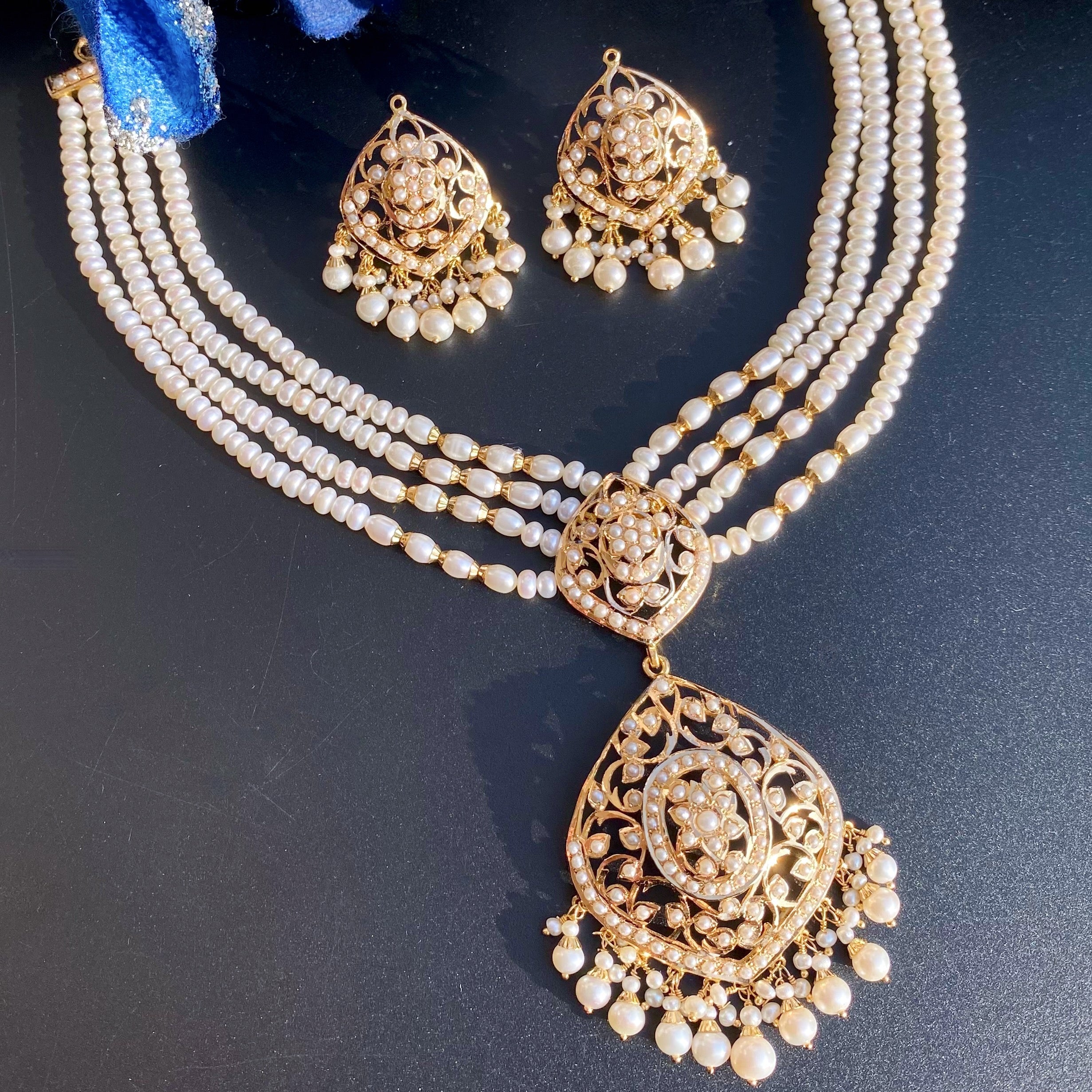 gold pearl choker set