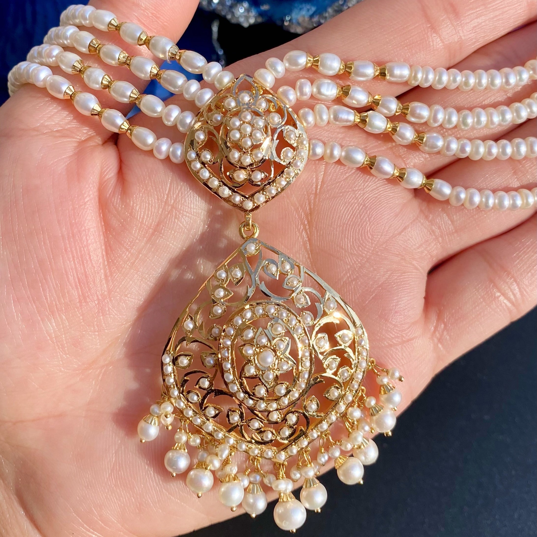 gold pearl choker set