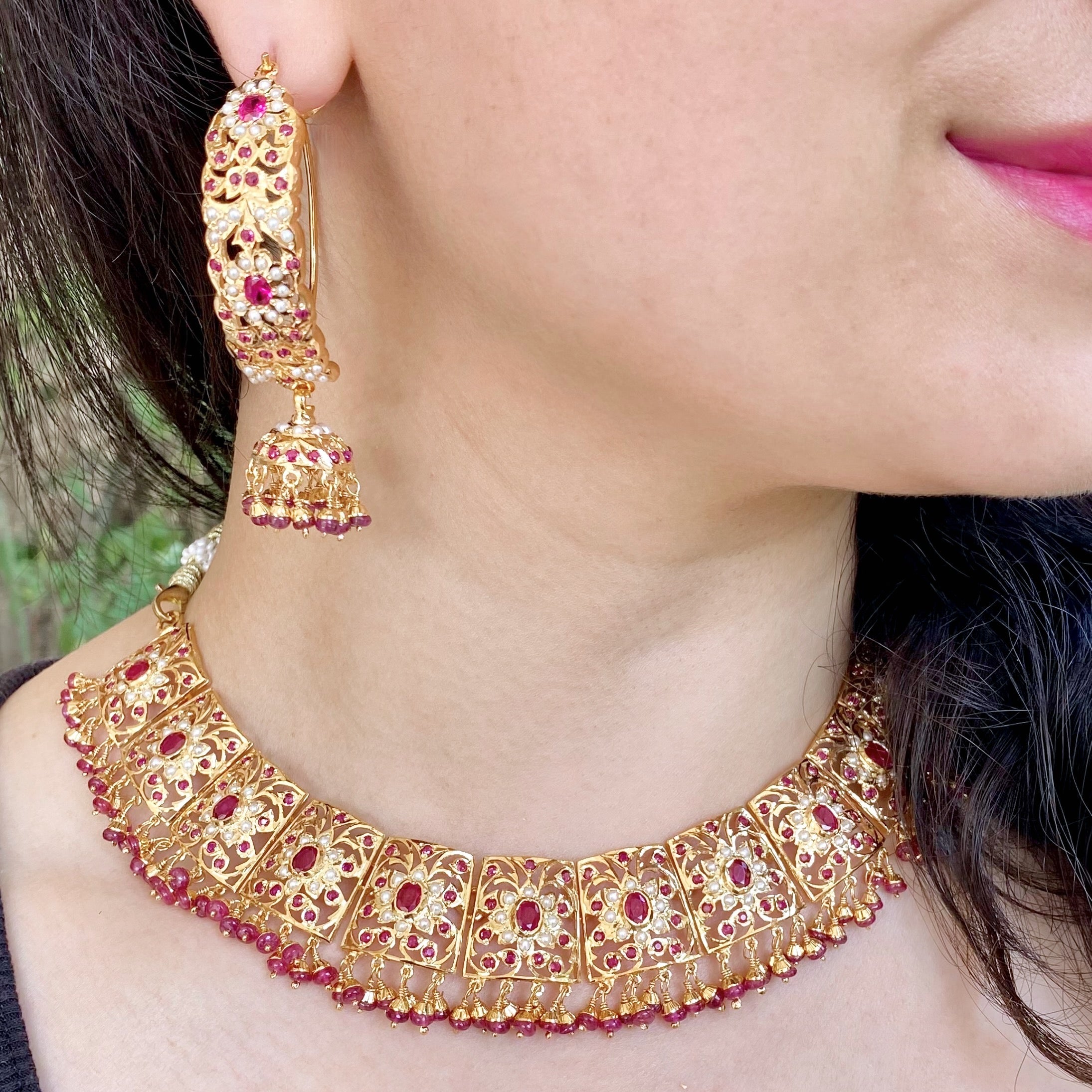 jadau necklace with jhumkas