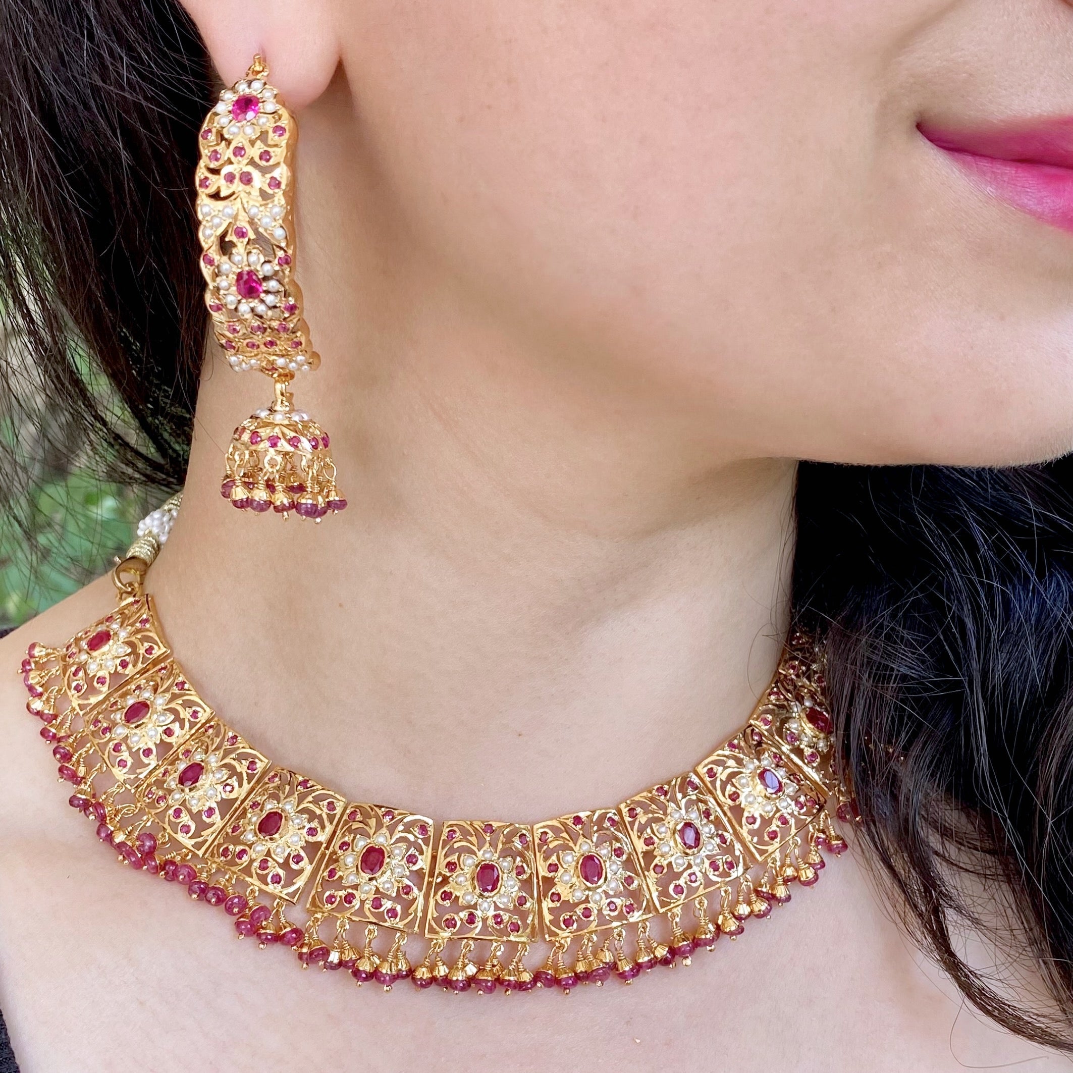 jadau necklace with jhumkas