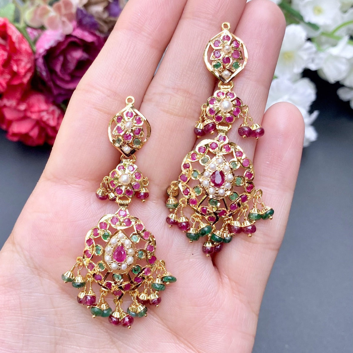 ruby emerald choker on 22k gold