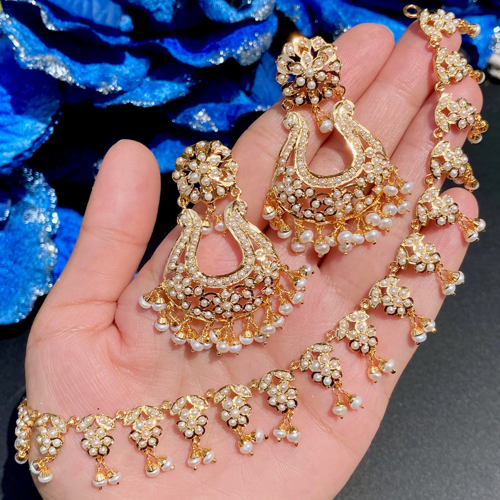 dainty indian pearl set