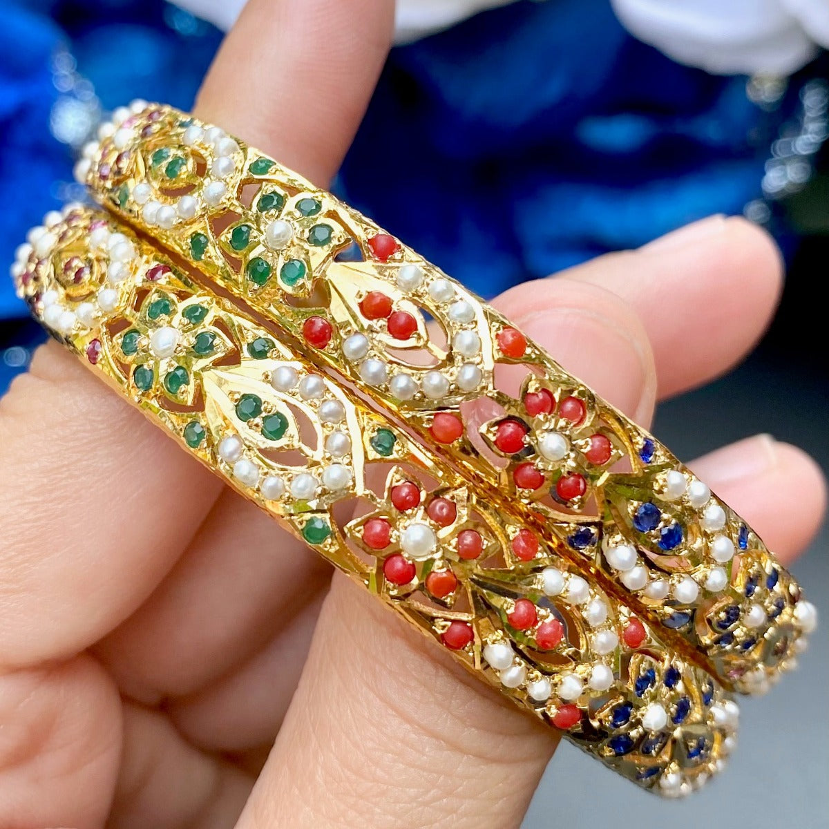 buy gold plated Navaratna bangles online