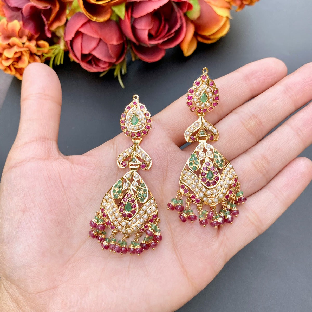 multicoloured bridal pakistani set in 22ct gold
