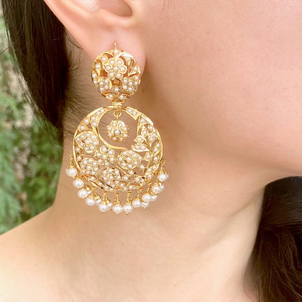 real pearls chandbali