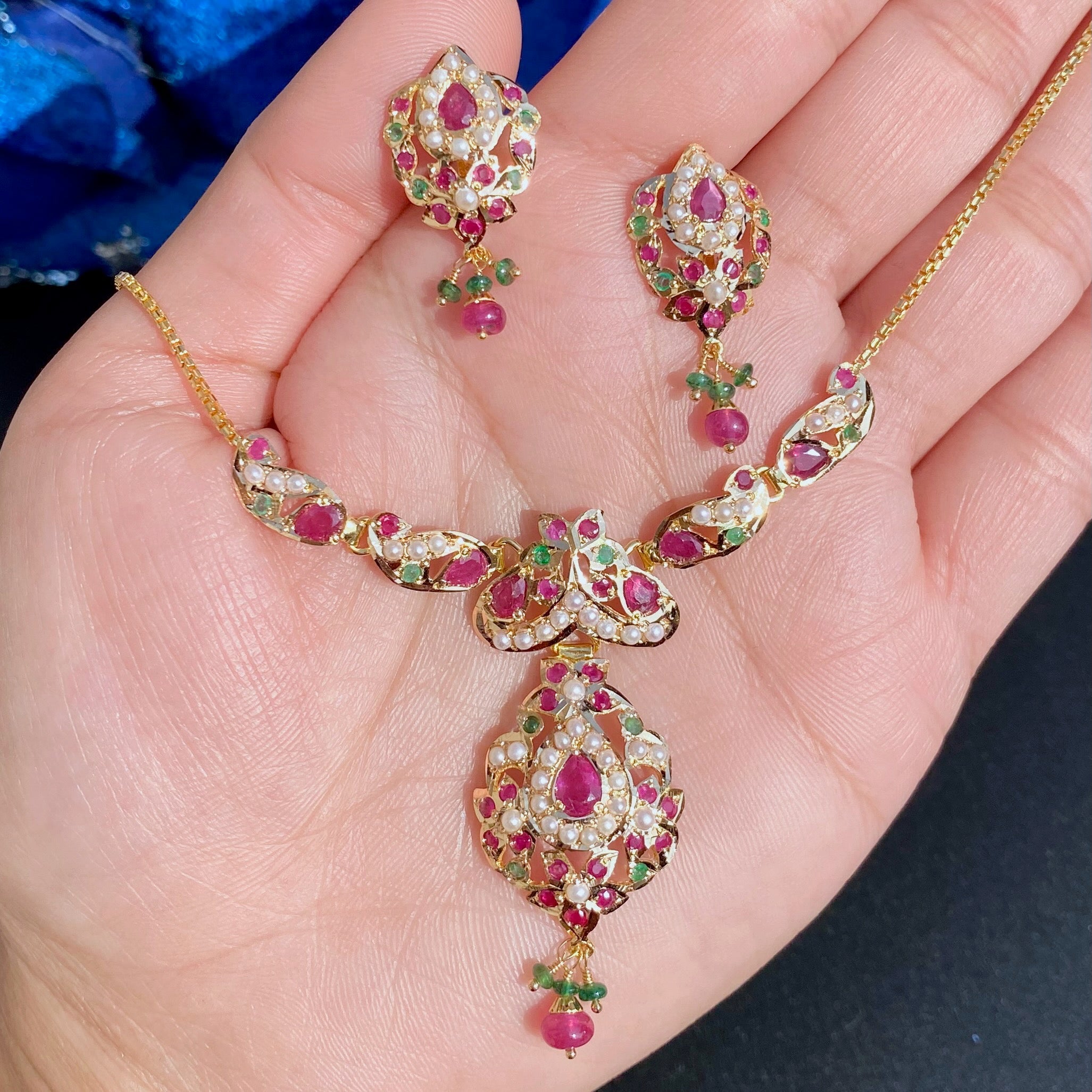 light weight indian gold necklace set