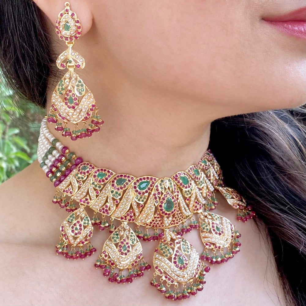multicoloured bridal pakistani set in 22ct gold