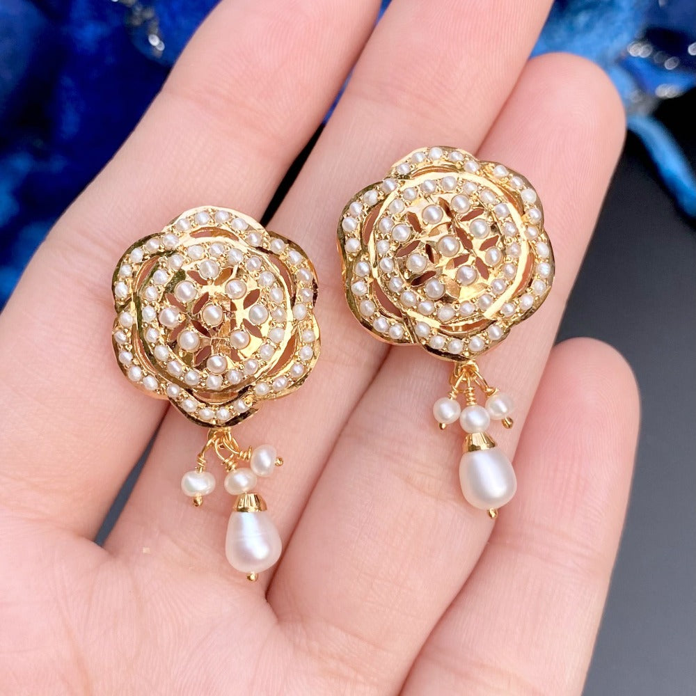 pearl tops gold plated silver