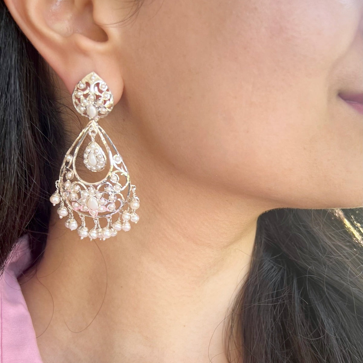 Edwardian Pearl Earrings | Sterling Silver & Freshwater Pearls