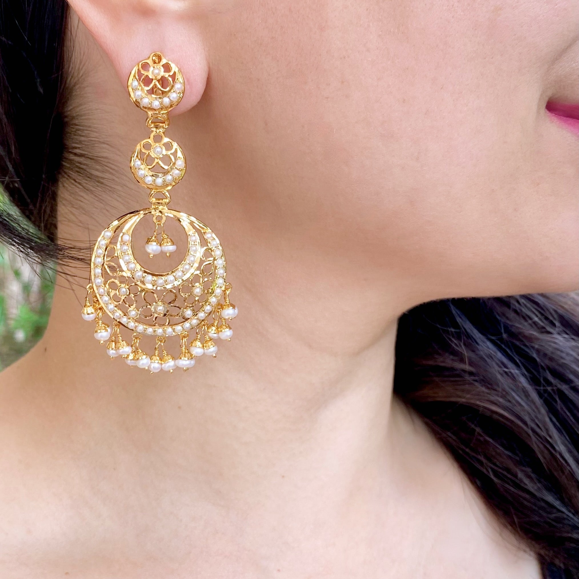 long pearl chandbalis